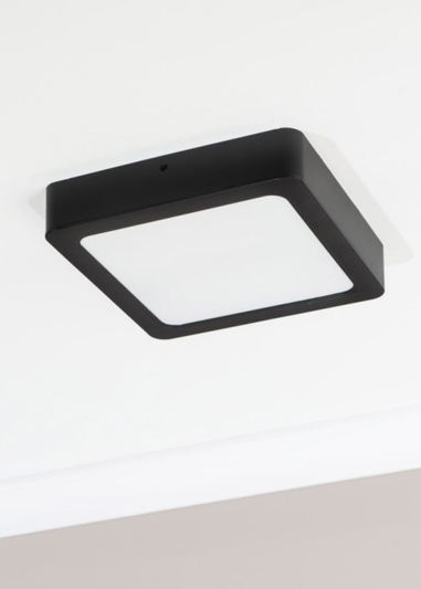 ValueLights Lacey Matte Black Flush Light with White Shade Integrated LED