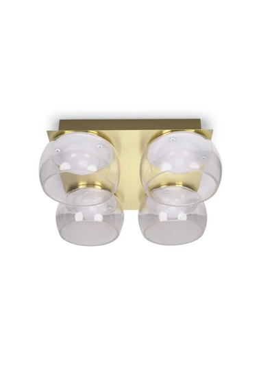 ValueLights Alissa Brushed Gold Flush Light with Clear Dome Shade Integrated LED