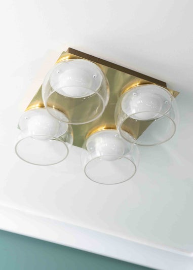 ValueLights Alissa Brushed Gold Flush Light with Clear Dome Shade Integrated LED