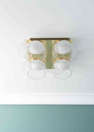 ValueLights Alissa Brushed Gold Flush Light with Clear Dome Shade Integrated LED