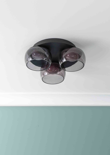 ValueLights Alissa Brushed Black Flush Light with Clear Dome Shade Integrated LED