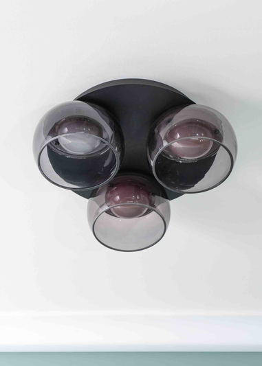 ValueLights Alissa Brushed Black Flush Light with Clear Dome Shade Integrated LED