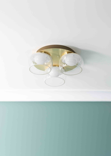 ValueLights Alissa Brushed Gold Flush Light with Clear Dome Shade Integrated LED