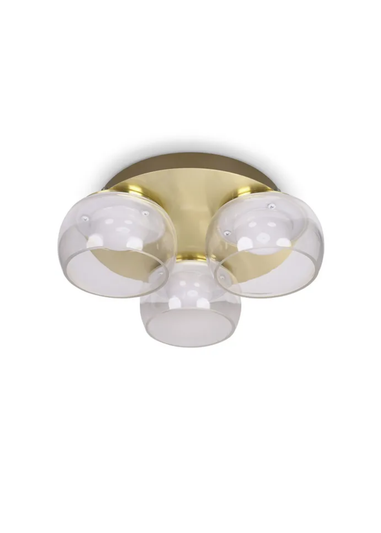 ValueLights Alissa Brushed Gold Flush Light with Clear Dome Shade Integrated LED