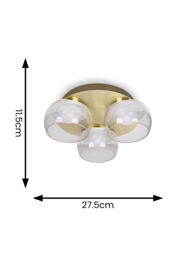 ValueLights Alissa Brushed Gold Flush Light with Clear Dome Shade Integrated LED