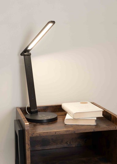 ValueLights Kiko Dimmable Matte Black Table Lamp Integrated LED (33cm x 15.5cm x 15.5cm)