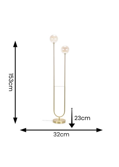 ValueLights Chessy Gold Floor Lamp with Globe Shade (153cm x 32cm x 23cm)