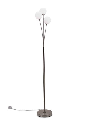 ValueLights Velika  Silver Floor Lamp with White Globe Shade (150cm x 22cm x 22cm)