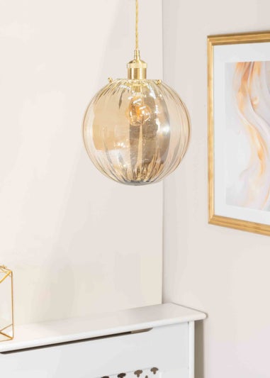 ValueLights Chessy Glass Amber Gold Globe Ceiling Pendant Shade