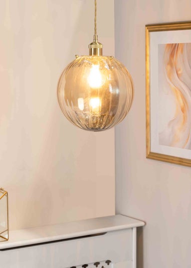 ValueLights Chessy Glass Amber Gold Globe Ceiling Pendant Shade