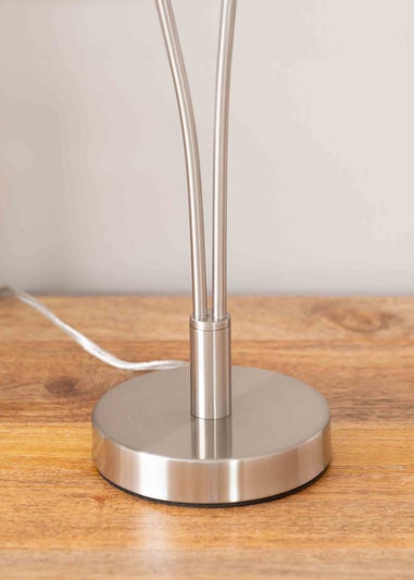 ValueLights Velika  Silver Table Lamp with White Globe Shade (47.5cm x 13cm x 24cm)