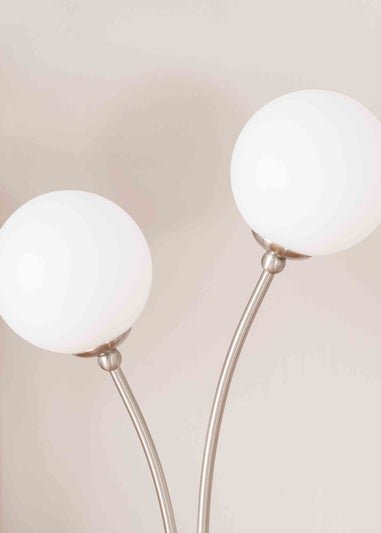 ValueLights Velika  Silver Table Lamp with White Globe Shade (47.5cm x 13cm x 24cm)