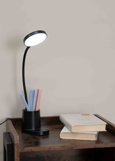 ValueLights Marco Dimmable Matte Black Table Lamp Integrated LED (47cm x 12.8cm x 9.8cm)
