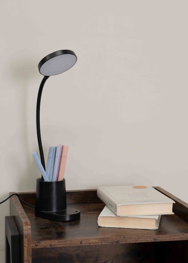 ValueLights Marco Dimmable Matte Black Table Lamp Integrated LED (47cm x 12.8cm x 9.8cm)