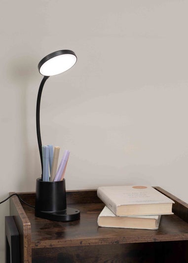 ValueLights Marco Dimmable Matte Black Table Lamp Integrated LED (47cm x 12.8cm x 9.8cm)