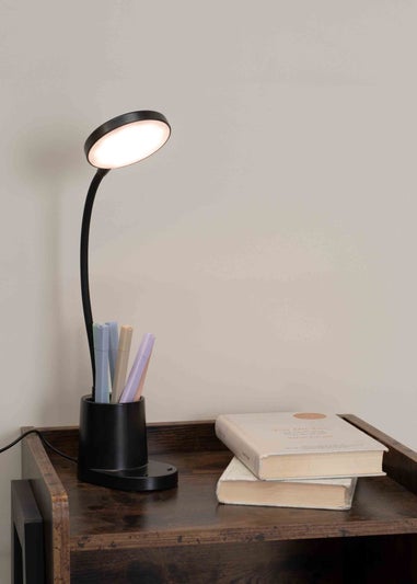 ValueLights Marco Dimmable Matte Black Table Lamp Integrated LED (47cm x 12.8cm x 9.8cm)