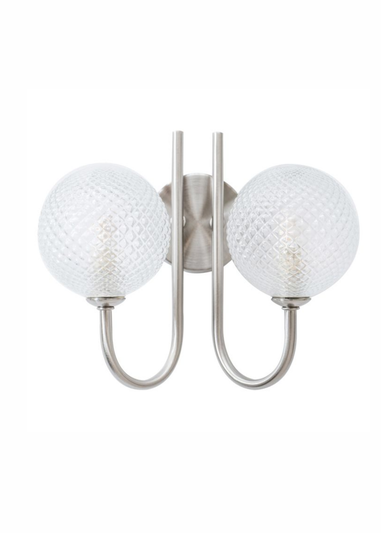 ValueLights Elle Brushed Silver Wall Light with Clear Globe Shade (20cm x 24cm x 13.5cm)