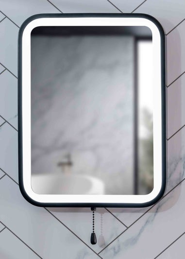 ValueLights Bathroom Mirror Matte Black Illuminated Integrated LED (40cm x 30.5cm x 3cm)