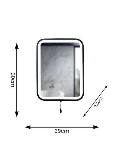 ValueLights IP44 Bathroom Mirror Matte Black Illuminated Integrated LED (40cm x 30.5cm x 3cm)