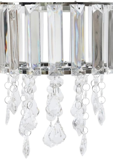 ValueLights Mabel Polished Clear Silver Drum Ceiling Pendant Shade (23cm x 20cm x 20cm)