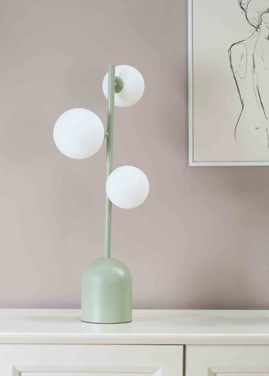 ValueLights Marlow Sage Green Table Lamp with White Globe Shade