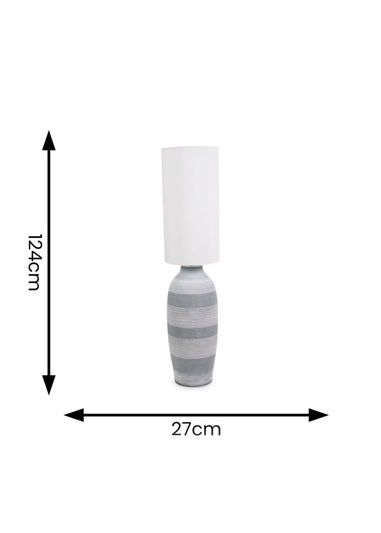 ValueLights Deegan Cement Effect Grey Floor Lamp with Cream Drum Shade