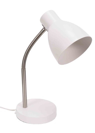 ValueLights Keela Matte White Table Lamp with Oval Shade (35cm x 14cm x 27cm)