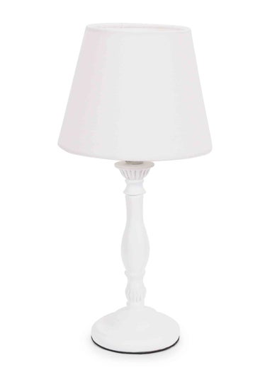 ValueLights Sara  White Table Lamp with Cream Tapered Shade (32cm x 15cm x 15cm)