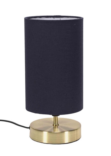 ValueLights Francis Dimmable Brushed Gold Table Lamp with Blue Drum Shade