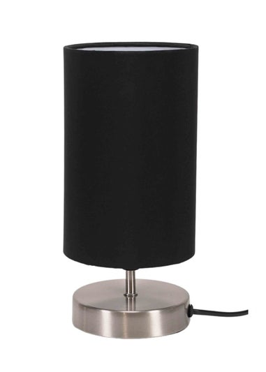 ValueLights Dimmable Silver Table Lamp with Black Drum Shade