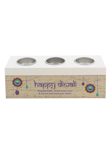 Personalised Memento Company Brown Diwali Triple Tealight Box