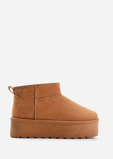 Where's That From Oak Chestnut Faux-Fur Platform Slipper Boots