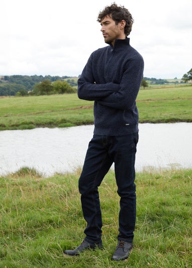 Threadbare Navy Quarter Zip Knitted Jumper