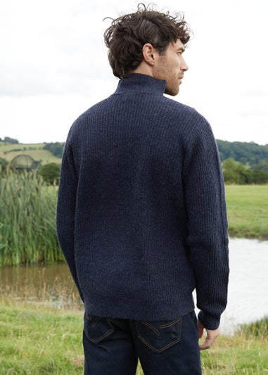 Threadbare Navy Quarter Zip Knitted Jumper