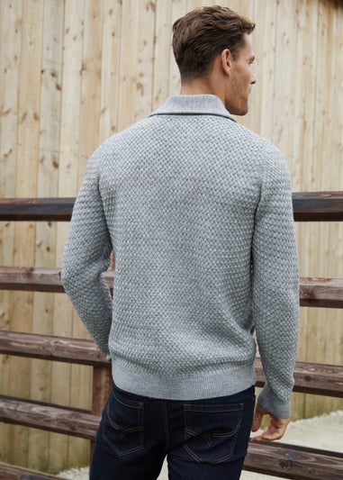 Threadbare Grey Shawl Collar Knitted Cardigan