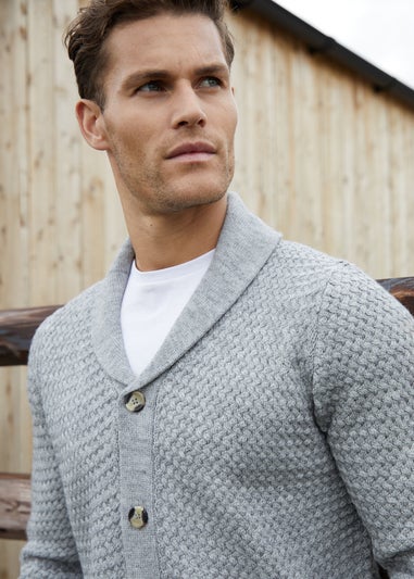 Threadbare Grey Shawl Collar Knitted Cardigan