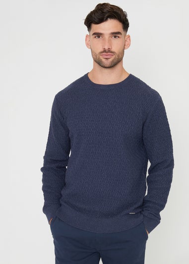 Threadbare Blue Mini Cable Knit Crew Neck Jumper