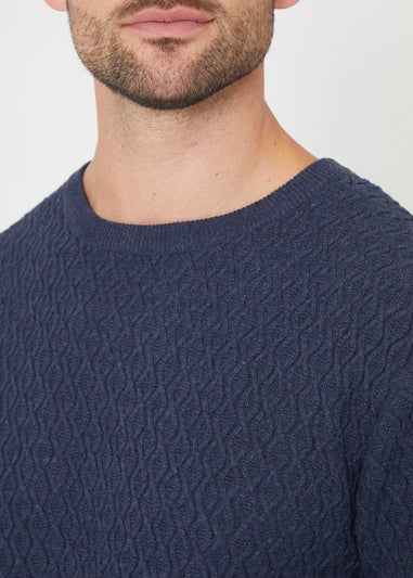 Threadbare Blue Mini Cable Knit Crew Neck Jumper