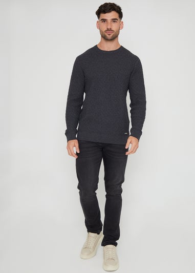 Threadbare Charcoal Mini Cable Knit Crew Neck Jumper