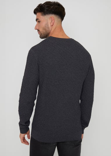 Threadbare Charcoal Mini Cable Knit Crew Neck Jumper