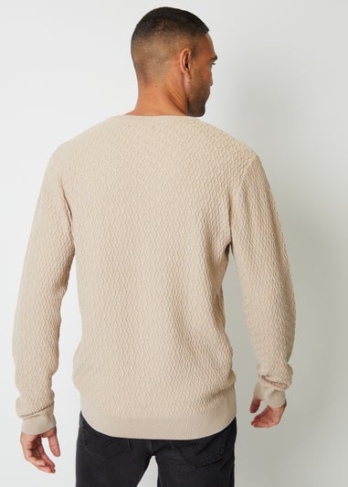 Threadbare Beige Mini Cable Knit Crew Neck Jumper