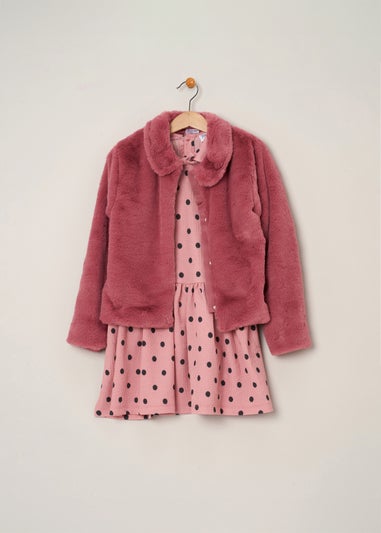 Miss Pink Girls Fur Jacket & Dress Outfit Set (9-24 mths)