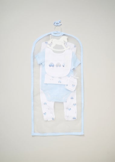 Rock a Bye Baby Light Blue Cotton 5-Piece Baby Gift Set (0-6 months)