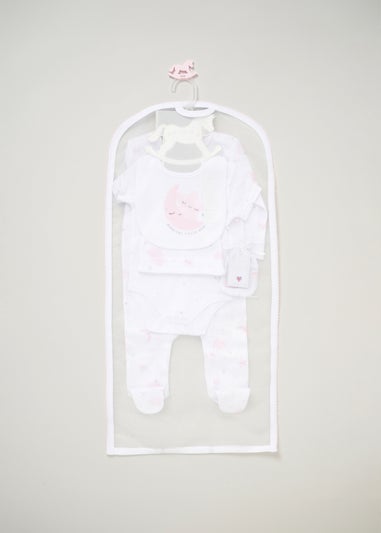 Rock a Bye Baby White Cotton 5-Piece Baby Gift Set (0-6 months)