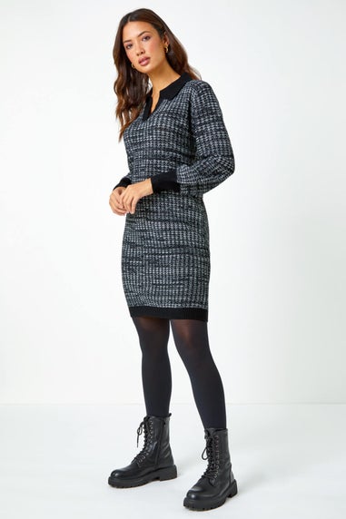 Roman Charcoal Collared Knitted Jumper Dress