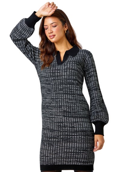 Roman Charcoal Collared Knitted Jumper Dress