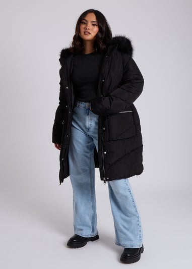 Urban Bliss Black Faux Fur Padded Parka