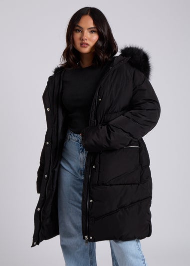 Urban Bliss Black Faux Fur Padded Parka