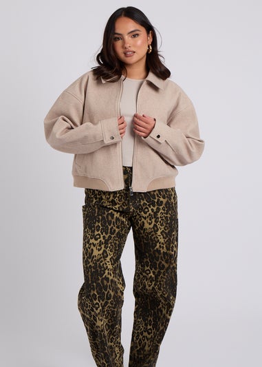 Urban Bliss Oatmeal Faux Wool Bomber