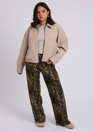 Urban Bliss Oatmeal Faux Wool Bomber